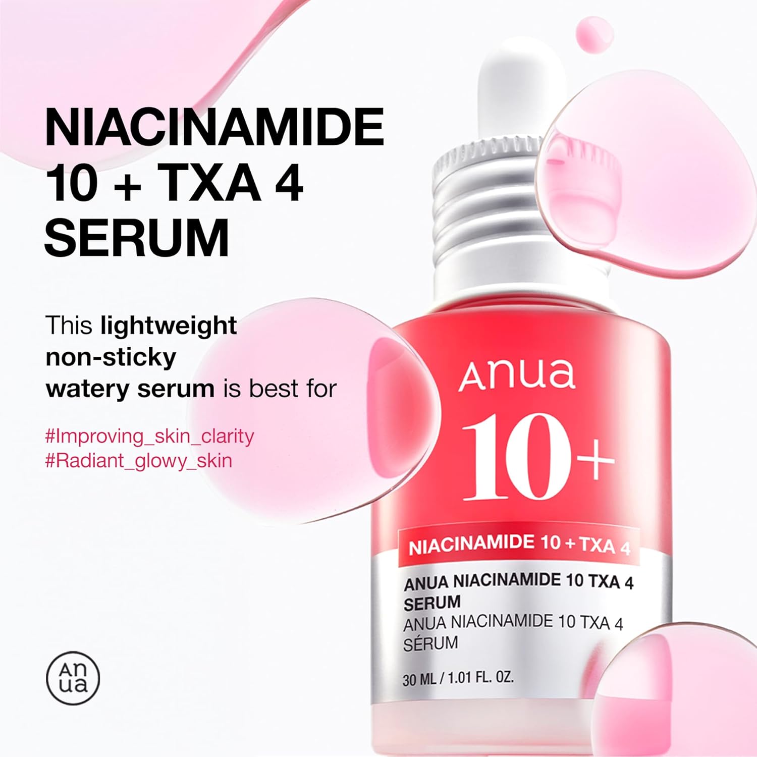 Anua 3-Step Glass Skin Beginner Set, Oil Cleanser and Face Wash with Facial Serum, Double Cleansing Daily Routine with Niacinamide, Korean Skin Care Set