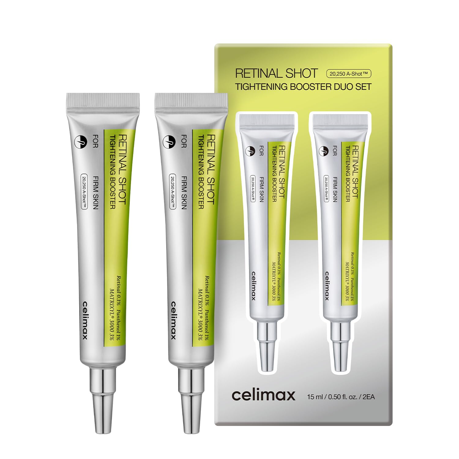 celimax The Vita A Retinal Shot Tightening Booster | 0.1% Retinal, 3% Matryxyl, High-Strength Retinoid for Anti-Aging, Pore Minimizer, Wrinkles & Fine Lines, Firmer Skin, 15ml