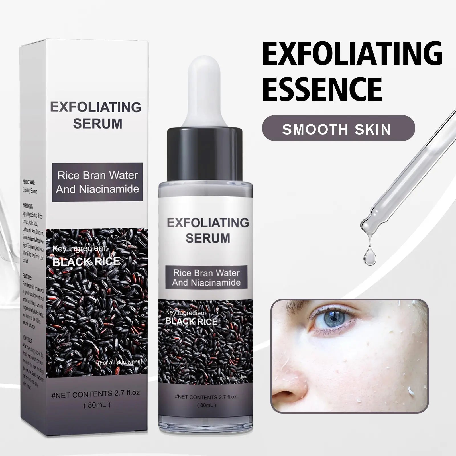 Peel Shot Glow Rice Ampoule Duo, Serums for Brightening, Exfoliating and Moisturizing, White & Black Rice Exfoliant Ampoule, Soft Exfoliating Blackhead Remover, Pore-Refining Brightening Skin Routine