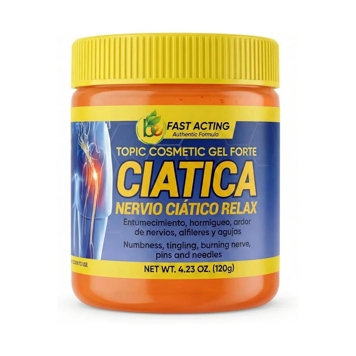 Ciatica Relax Gel Arnica & Aloe Vera Gel(Pomada)4.23 Oz,Menthol Cooling & Penetrating Relief–Targeted Comfort for Knees,Back, Lumbar,Neck & Shoulders–Intensive Massage Formula W/Pine Extract,100% Natural–By BEXPERTSUSA