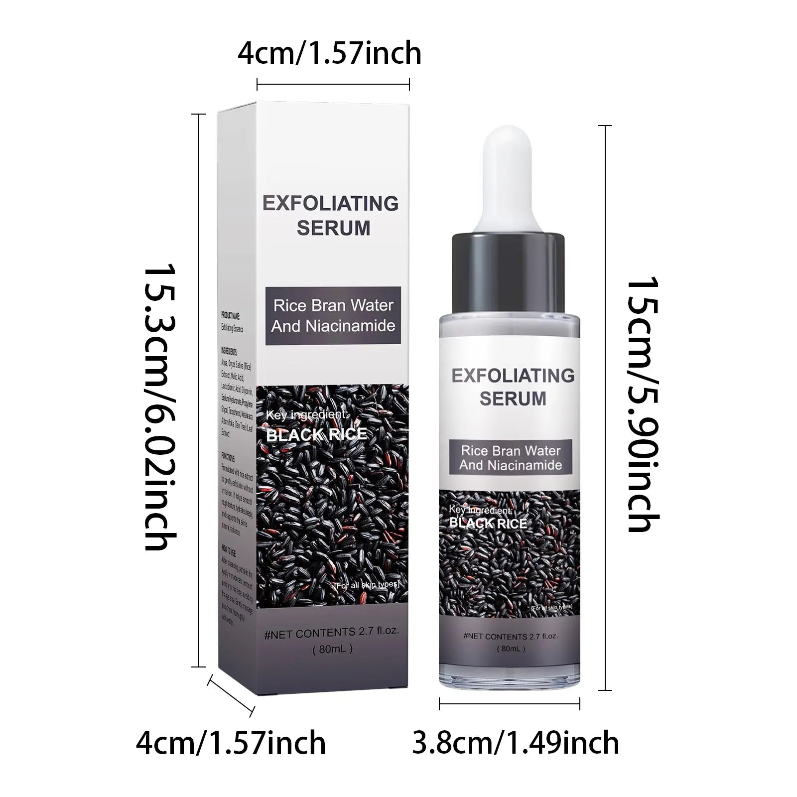 Peel Shot Glow Rice Ampoule Duo, Serums for Brightening, Exfoliating and Moisturizing, White & Black Rice Exfoliant Ampoule, Soft Exfoliating Blackhead Remover, Pore-Refining Brightening Skin Routine