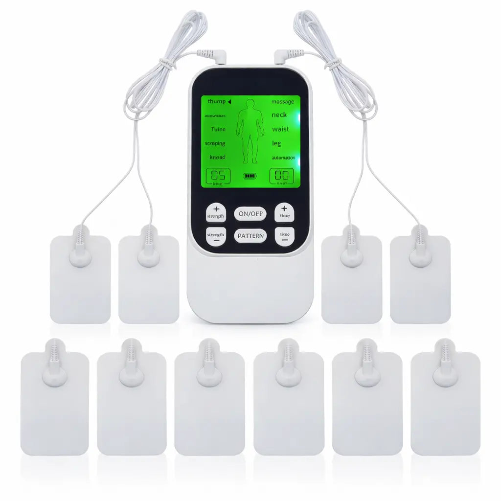 Muscle Massage Unit, 10 Modes Dual Channel, 30 Intensity Levels, Compact Rechargeable Body Massager with 10 Pads
