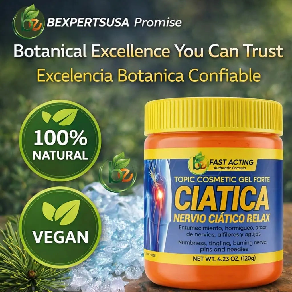 Ciatica Relax Gel Arnica & Aloe Vera Gel(Pomada)4.23 Oz,Menthol Cooling & Penetrating Relief–Targeted Comfort for Knees,Back, Lumbar,Neck & Shoulders–Intensive Massage Formula W/Pine Extract,100% Natural–By BEXPERTSUSA